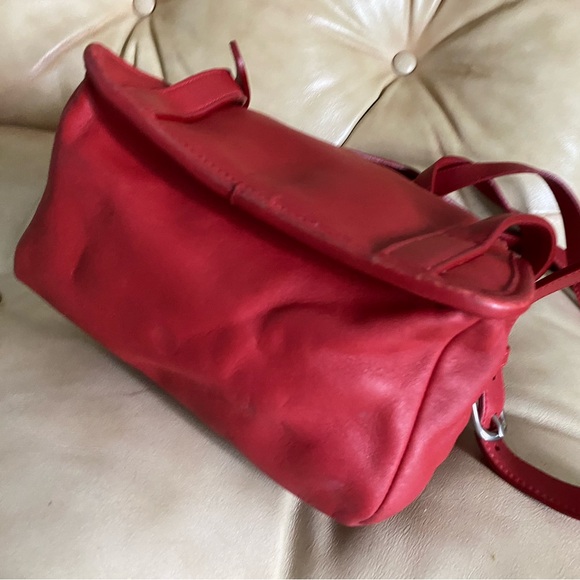 Authentic Coach RED Leather Turnlock Daypack Backpack Bag Nickel Hardware - Picture 6 of 16